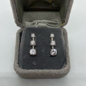Sterling Silver 3 stone CZ earrings